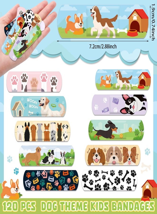 Panelee 120 Pcs Kids Dog Farm Animal Adhesive Bandages Monster Construction Trucks 20 Styles Puppy Cute Waterproof Breathable Bandages for Kids Girl Boy Children Toddler(Dog) - Image 2